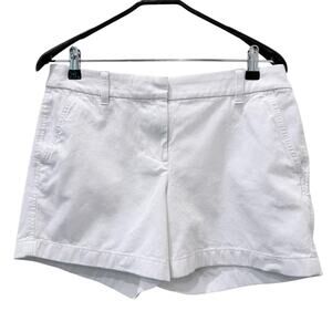 J.CREW Chino Shorts Womens 8 White Twill 3.5 Inseam Flat Front Casual Summer